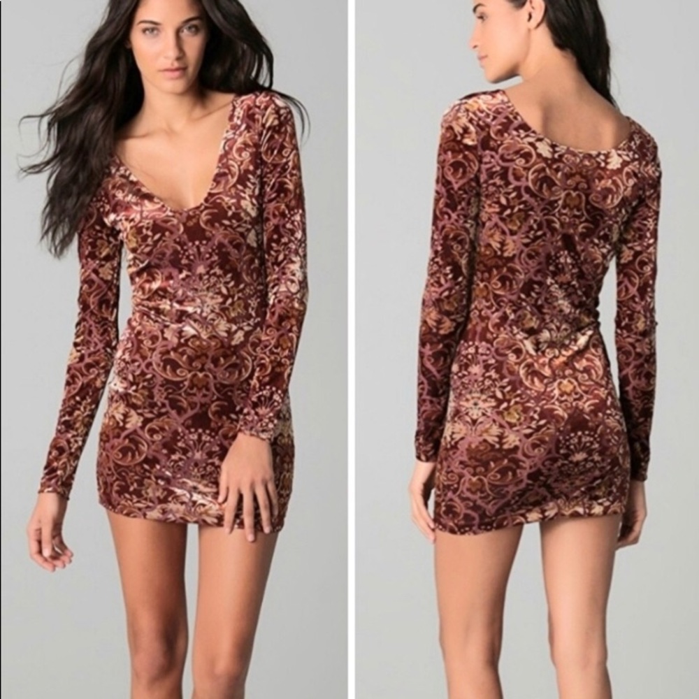 Free People Velvet Bodycon Burnout brocade dress